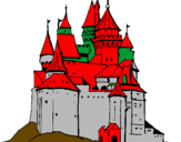 Disegno Castello medievale  pitturato su ludovico