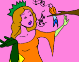 Disegno Principessa che canta pitturato su Chicco