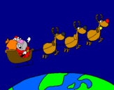Disegno Babbo Natale che consegna i regali 3 pitturato su emanuele