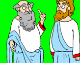 Disegno Socrate e Platone pitturato su SPERANZA
