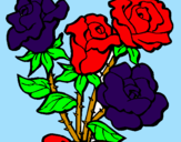 Disegno Mazzo di rose  pitturato su janet