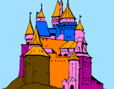 Disegno Castello medievale  pitturato su gio 4 anni