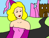Disegno Principessa e castello  pitturato su Emily
