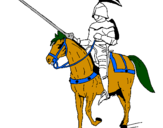 Disegno Cavallerizzo a cavallo  pitturato su rafael