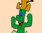 Disegno Cactus con il cappello  pitturato su matteo