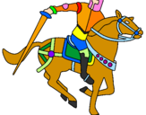 Disegno Cavaliere a cavallo IV pitturato su maia