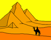 Disegno Paesaggio con le piramidi  pitturato su VERONICA  E  AURORA