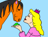 Disegno Principessa e cavallo  pitturato su ALICE