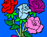 Disegno Mazzo di rose  pitturato su anto
