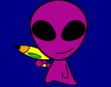 Disegno Alieno II pitturato su noemi