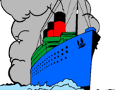 Disegno Nave a vapore pitturato su nave da crociera