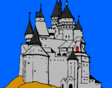 Disegno Castello medievale  pitturato su pietro