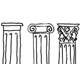 Disegno Capitello dorico, ionico e corinzio  pitturato su miru
