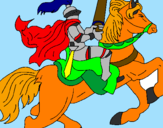 Disegno Cavaliere a cavallo pitturato su leila