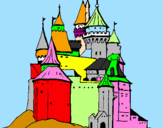 Disegno Castello medievale  pitturato su gabriele