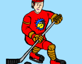 Disegno Giocatore di hockey su ghiaccio pitturato su giallongo