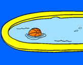 Disegno Palla in piscina pitturato su leonard riverso