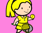 Disegno Ragazza che gioca a tennis  pitturato su caramella