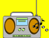Disegno Radio cassette 2 pitturato su marco