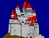 Disegno Castello medievale  pitturato su matteo8anni