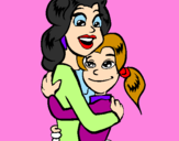 Disegno Madre e figlia abbracciate pitturato su loredana