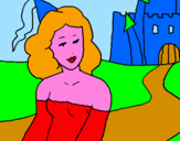 Disegno Principessa e castello  pitturato su Stella