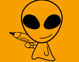 Disegno Alieno II pitturato su navicella spaziale