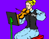 Disegno Dama violinista  pitturato su dario