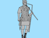 Disegno Soldato romano  pitturato su ett