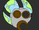 Disegno Terra con maschera anti-gas  pitturato su  AGATA