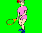 Disegno Ragazza che gioca a tennis  pitturato su sara.10anni.