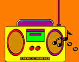 Disegno Radio cassette 2 pitturato su tino