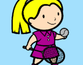 Disegno Ragazza che gioca a tennis  pitturato su nicole 2004