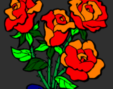 Disegno Mazzo di rose  pitturato su chiara