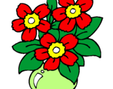 Disegno Vaso di fiori  pitturato su anna