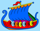 Disegno Barca vikinga  pitturato su jake 1