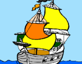 Disegno Barca  pitturato su cristian