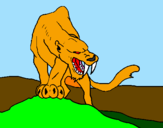 Disegno Tigre con affilati canini  pitturato su chiara