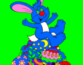 Disegno Coniglio di Pasqua pitturato su NATALIA E GIULIA GIUNTA