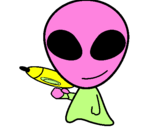 Disegno Alieno II pitturato su anto