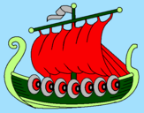 Disegno Barca vikinga  pitturato su gatto