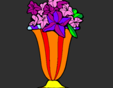 Disegno Vaso di fiori pitturato su marghe boin.