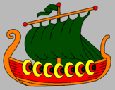 Disegno Barca vikinga  pitturato su Gualtiero