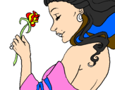 Disegno Principessa con una rosa pitturato su linda