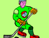 Disegno Giocatore di hockey su ghiaccio pitturato su isa e manu