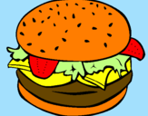 Disegno Hamburger completo  pitturato su simone