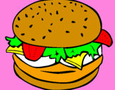 Disegno Hamburger completo  pitturato su sara e giulia