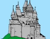 Disegno Castello medievale  pitturato su anónimo
