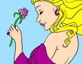 Disegno Principessa con una rosa pitturato su Pallokkia :)