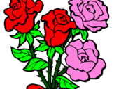 Disegno Mazzo di rose  pitturato su rossella cimmino